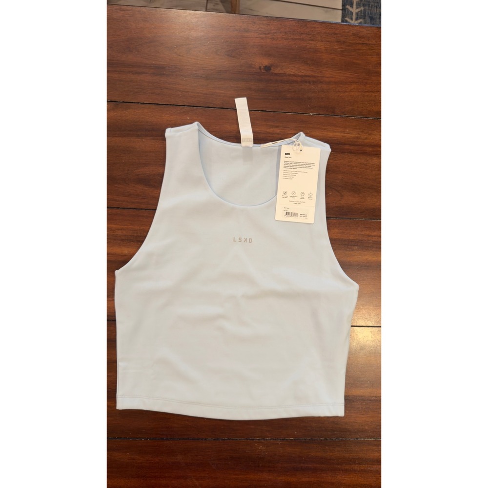 LSKD Base Tank Sky Blue Cropped Racerback Athletic Top NWT NEW Size Large